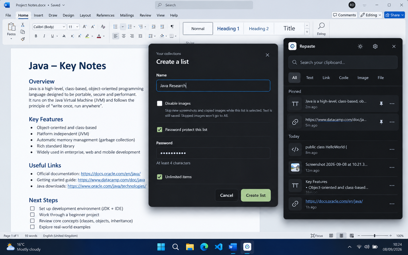 Creating a custom list in Repaste