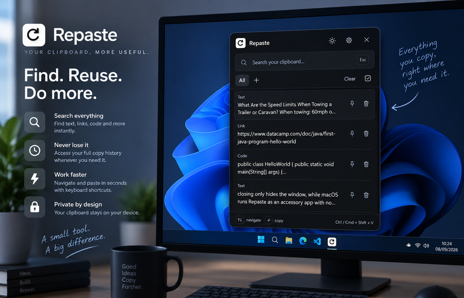 Repaste clipboard history