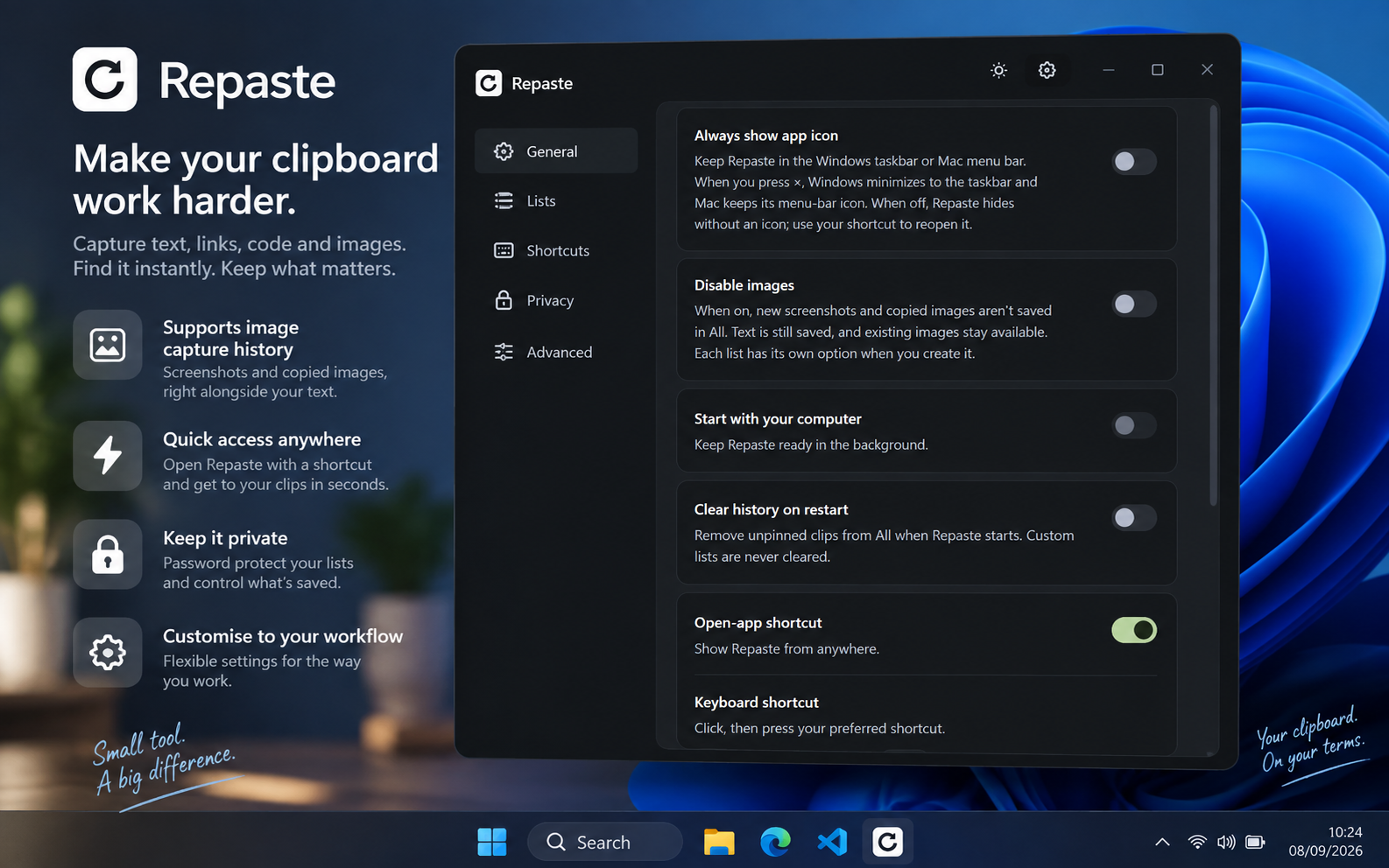 An image saved in Repaste clipboard history