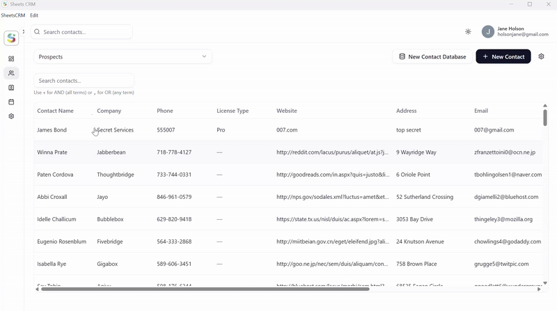 Managing contacts in SheetsCRM