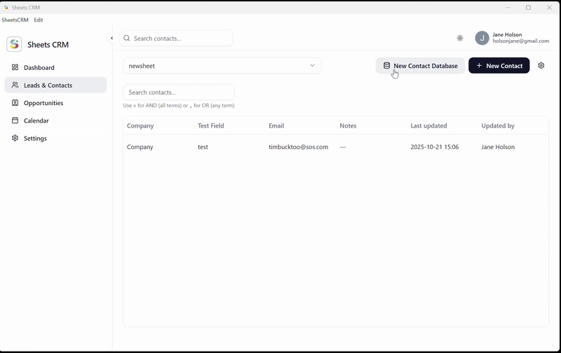 Creating and customising a SheetsCRM database