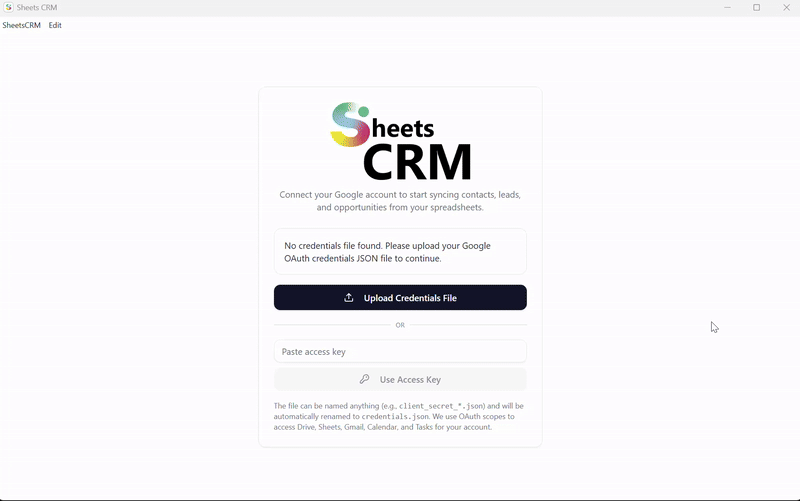 Opening and getting started with SheetsCRM
